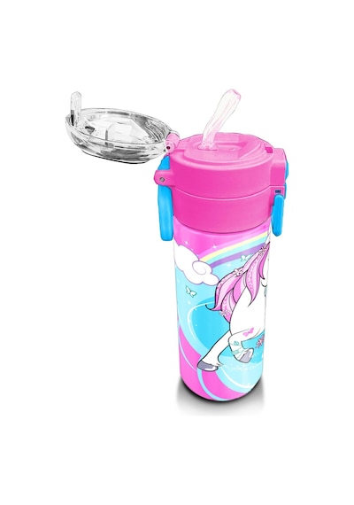 Coral High Kids Mavi Neon Pembe Unicorn Desenli Pipetli Ve Direkt İçim Çelik Termos 500 Ml 31925 Mavi - Beyaz