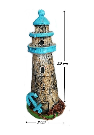 Çapalı Deniz Feneri Akvaryum Dekoru 20 CM Mavi