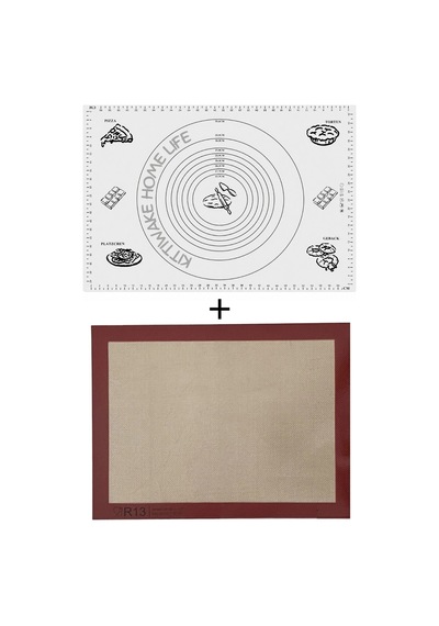 Beyaz Silikon Hamur Açma Matı 45x65 Cm + Isıya Dayanıklı Pişirme Altlığı 30x40 Cm Diğer