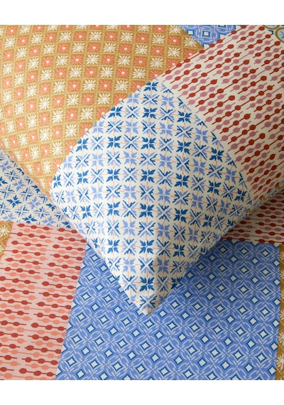 Patchform Kolay Ütülenir Tek Kişilik Nevresim Seti 160x220 Cm Mavi Bordo