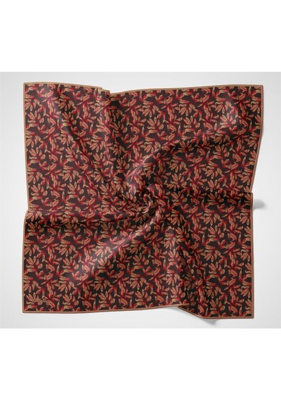 Silk Home Pamuk Polyester Soft Eşarp Kahverengi Çiçek Desenli Kaymaz Dokulu 90x90 Çok Renkli