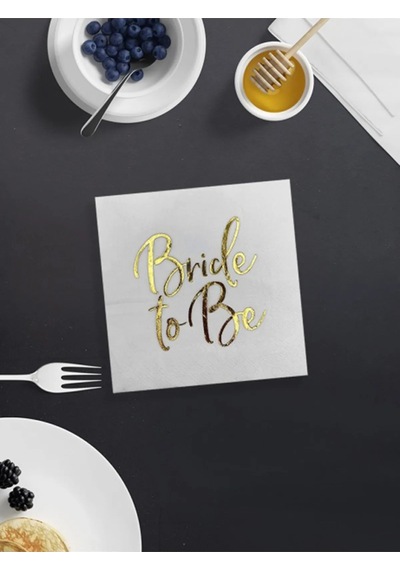 Bride To Be Gold Yazılı Peçete Geçişli Beyaz Renkli Bekarlığa Ved