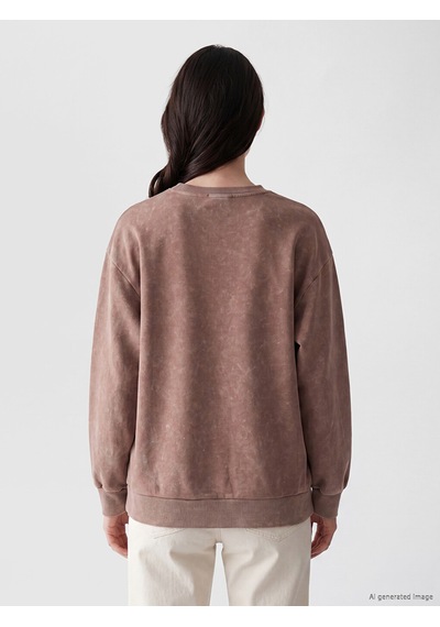 Lcw Comfort Kahverengi Bisiklet Yaka Taşlı Kadın Sweatshirt