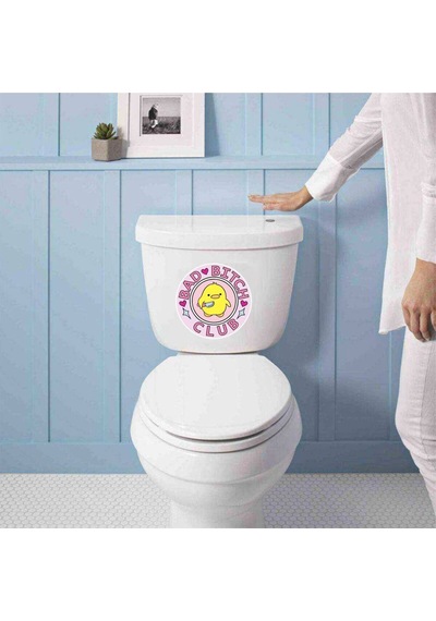 Belalı Civciv Bad Bitch Club Klozet Kapağı Banyo Wc Sticker 23x27 Cm
