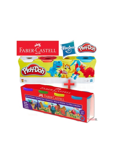 Play-doh Hasbro + Faber Castell Oyun Hamuru 4+4 8 Renk 448gr+440g