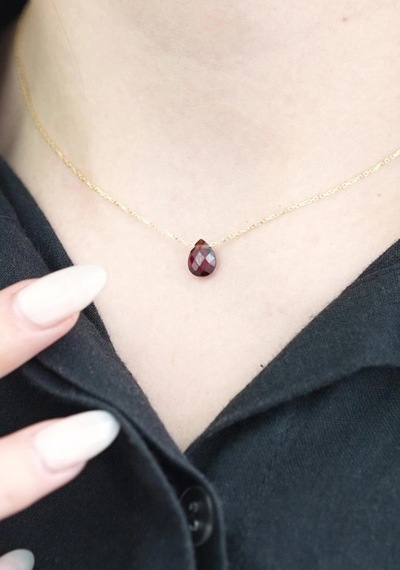 Garnet Damla Taşlı Kolye Sarı