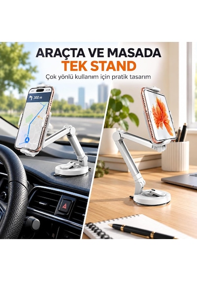 Vantuzlu Araç İçi Telefon Tutucu 360 Döner Stand Sp-34 2 Mixed