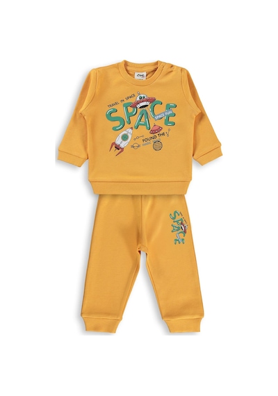 Civil Baby Space Baskılı 6-18 Ay Takım - Hardal