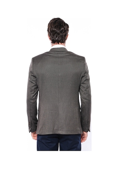 Wessi Kendinden Desenli Slim Fit Kahverengi Erkek Ceket 001