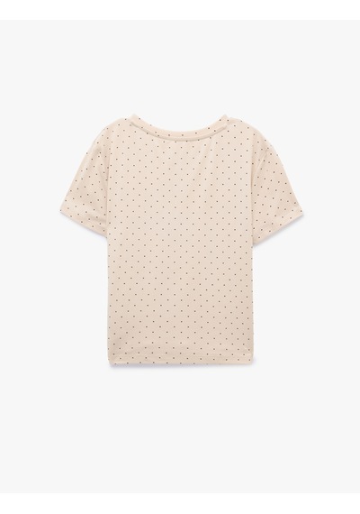 Koton Rahat Kalıp Bisiklet Yaka Kısa Kollu Puantiyeli Pijama Üstü Beyaz Desenli 7wlk40107mk Koton Rahat Kalıp Bisiklet Yaka Kısa Kollu Puantiyeli Pijama Üstü Beyaz Desenli 7wlk40107mk