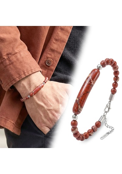 Moncuk Design Kırmızı Jasper Doğaltaş Çelik Halat Ve Çelik Klipsli Bileklik 33512b19d5 Çok Renkli