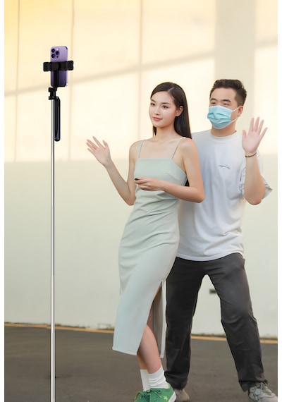 160cm Çift Işıklı Telefon Tripod Bluetooth Kumandalı Video Çekim Selfie Tripod Standı Telefon Tutucu 160 Cm