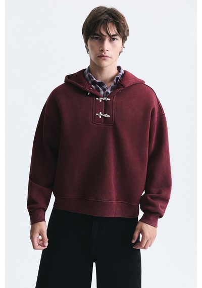 Vamos Boxy Fit Metal Klips Kapama Sweatshirt Bordo