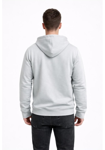 Axxel Erkek Açık Gri 2 İplik Fermuarlı Kapüşonlu Sweatshirt-w1084 Açık Gri