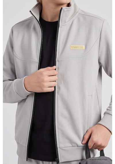 TOMMYLIFE Taş Standart Fit Basic Dik Yaka Jogger Erkek Çocuk Eşofman Takım - 11327 Taş Rengi