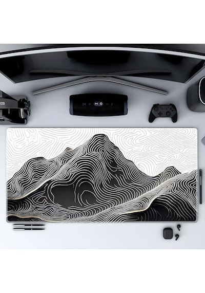 Minesk 90x40 Cm Xxl Gaming Mouse Pad High Density Hybrid Kumaş Kaymaz Taban Yüksek Çözünürlüklü Baskı Fare Altlığı Oyuncu Mousepad Mountain İzohips