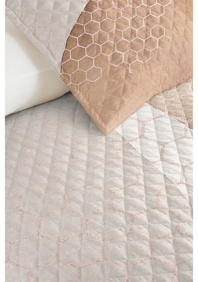 Bej Geometrik Modern Genç Odası Tek Kişilik Pike Takımı-ekru Vizon 160x220 Cm Kapitone Yatak Örtüsü Naif Rota Aurası