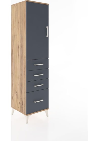Hyperion Dolap 2 Raflı 4 Çekmeceli Tek Kapaklı 44x44x182 Çam-antrasit Atlas Çam