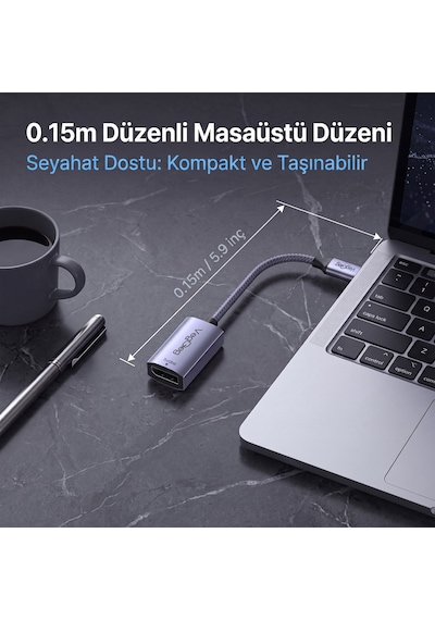 Veggieg Type-c To Displayport Dp 8k 60hz Ofc Bakır Çevirici Dönüştürücü Adaptör