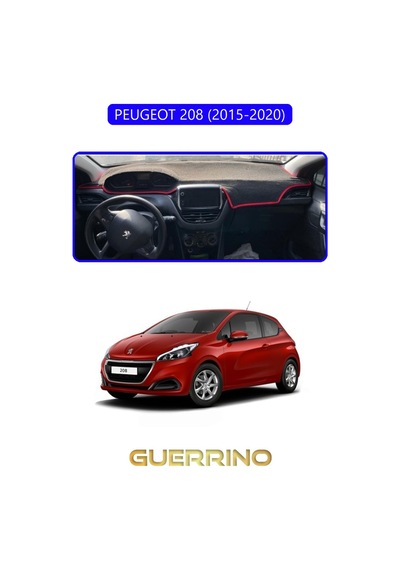 Peugeot 208 2015-2020 Torpido Koruma Halısı Mavi Kenar