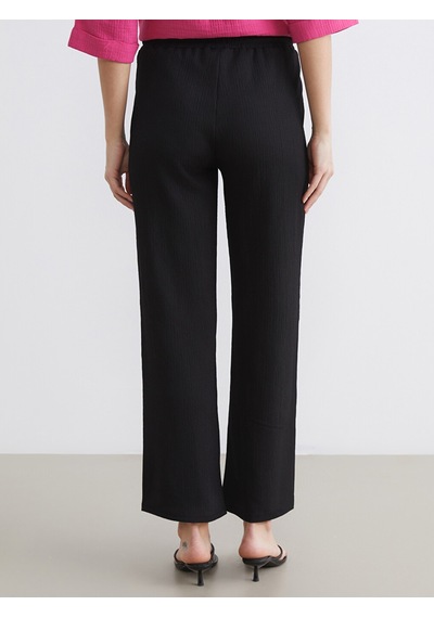 Lcw Comfort Siyah Beli Lastikli Dokulu Kadın Pantolon