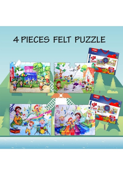 4 Set 96 Parça Tox Oyun Parkı Ve Müzik 5+ Keçe Yapboz 5 Yaş P