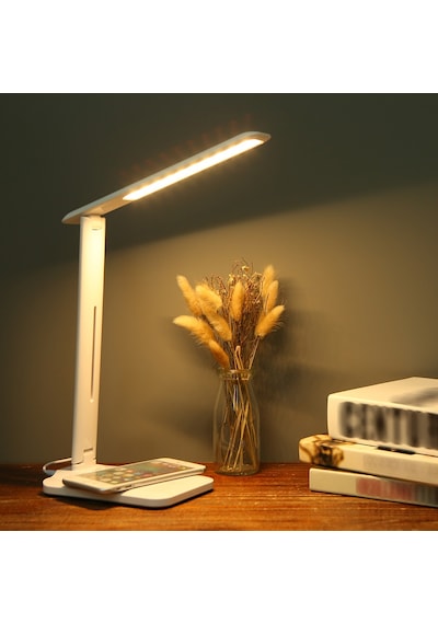 Kablosuz Şarjlı Led Masa Lambası Usb Şarj Portu Gece Işığı Dokunmatik Kontrol 3 Aydınlatma Modu Göz Koruyucu Masa Yatak Lambası Ofis Yatak Odası İçin Beyaz