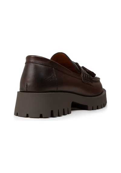 Deery Kadın Hakiki Deri Kahverengi Püsküllü Loafer - 02035zkhvc03