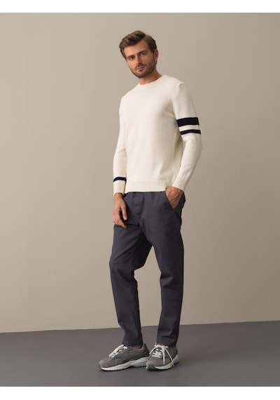 Xint Ekru Regular Fit Bisiklet Yaka Kazak 801646 beyaz