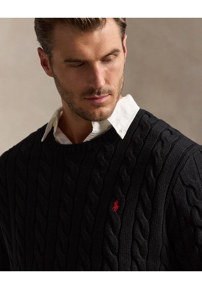 Polo Ralph Lauren Saç Örgü Dokulu Erkek Kazak Siyah