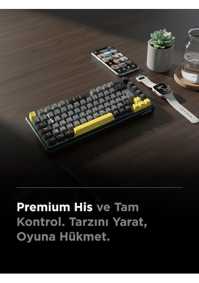 Rampage Kenpachi 75 Ekranlı 2.4g + Bt Wireless Rgb Hot Swap Gasket Oil Switch Türkçe Mekanik Oyuncu Klavyesi