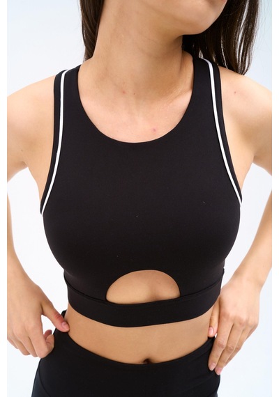 Normal People Zela - Spor Bra / Şeftali Dokulu Peach Skin Kumaş Siyah
