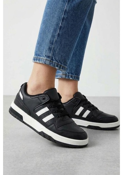 Papuçcity Cool Foor Pu Unisex Günlük Spor Ayakkabı SİYAH-BEYAZ