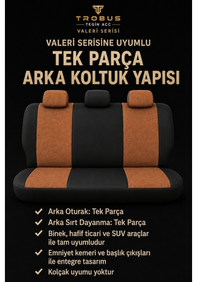 Bmw 3 Serisi E36 1993-2000 Uyumlu Valeria Serisi Taba Siyah Bel Destekli Tay Tüyü Koltuk Kılıfı