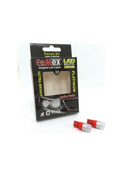 Femex T10 Ampul 1smd 3030 Chipset Mini Kırmızı Led Aktif Canbus