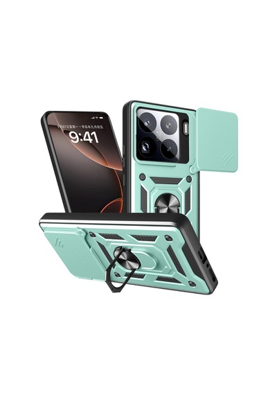 Mi 15 Pro Kılıf Pars Lens Yüzüklü Silikon - Yeşil