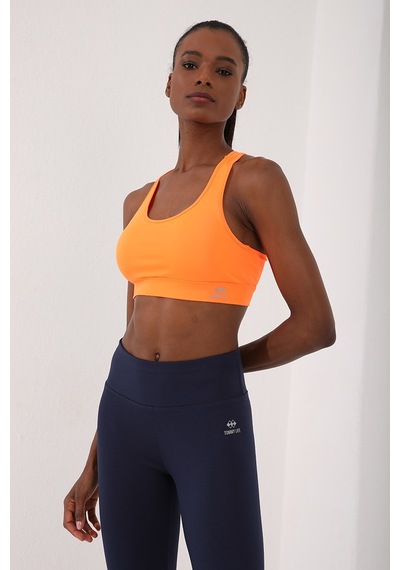 Tommy Life Neon Oranj Sırt Detaylı Dar Kalıp U Yaka Kadın Spor Büstiyer - 97120 Turuncu