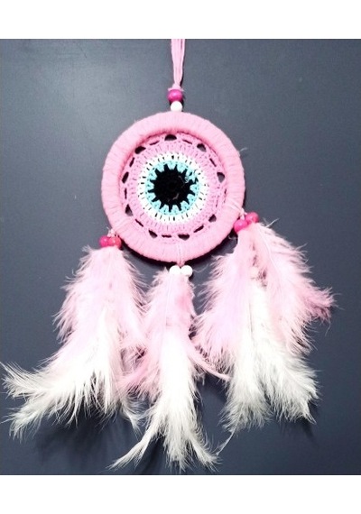 Pembe Dream Catcher Pembe Ve Beyaz Kuş Tüylü Düş Kapanı El Yapımı