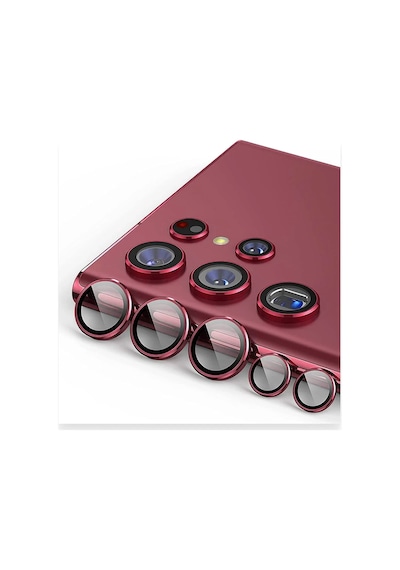 Newface Samsung Uyumlu Galaxy S23 Ultra Valdez Metal Kamera Lens Semeglbl - 47 - Kırmızı