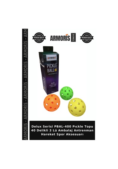 Delux Serisi Pbal-400 Pıckle Topu 40 Delikli 3 Lü Ambalaj Antrenman Hareket Spor Aksesuarı Çok Renkli