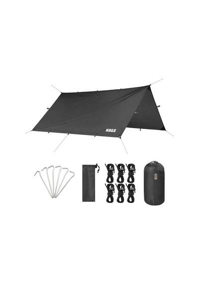 Tarp Gölgelik Tente, Taşınabilir Örtü Branda Çok İşlevli Outdoor Açık Hava Kamp Seyahat Tente Branda Güneşlik Karavan Tente Yan Çadır Gölgelik - 300x400 Cm - Siyah
