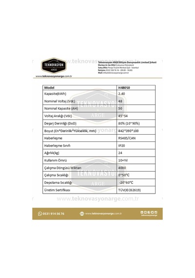 Pylontech H48050 Lityum Akü 48 Volt 50 Amper 2.4 Kw