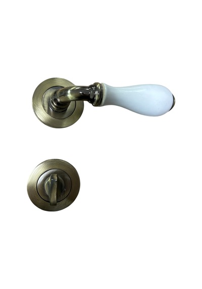 Dooraks Rozetli Porselen Kapı Kolu Antik Sarı Wc
