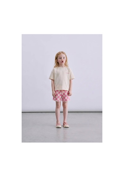 Poala Kids Sloganlı Damalı Takım Pembe