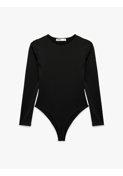 Koton Bisiklet Yaka Uzun Kollu Bodysuit Siyah 7wak80003ek