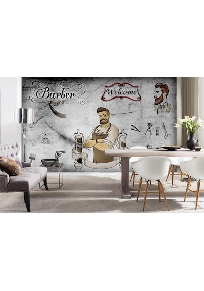 Berber Salonu Duvar Kağıdı (359603174)