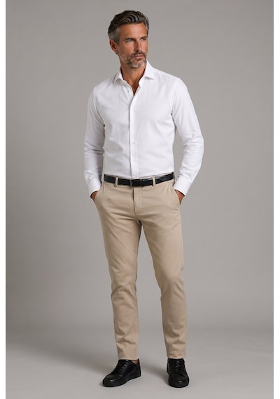 Bisse Beyaz Regular Fit Pamuk Cepsiz Uzun İtalyan Yaka Gömlek Gmkls252189 D01