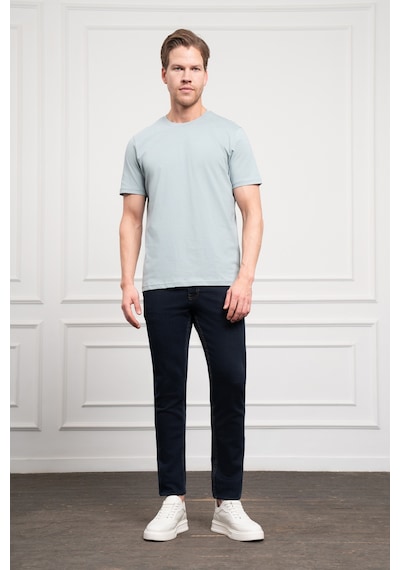 Erkek İndigo Basic Bisiklet Yaka Dynamic Fit Pamuk T-shirt 25yc018004308 İndigo İndigo
