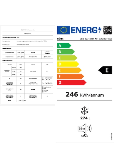 Uğur UED 8274 DTK NFI D/S Dgt R65 Dikey Derin Dondurucu
