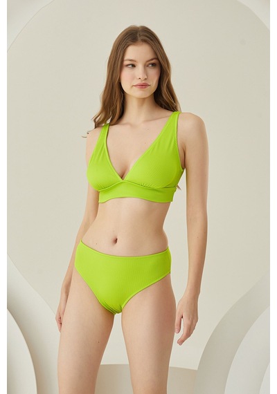 Loya Kadın Yeşil Reps Üçgen Tek Üst Bikini